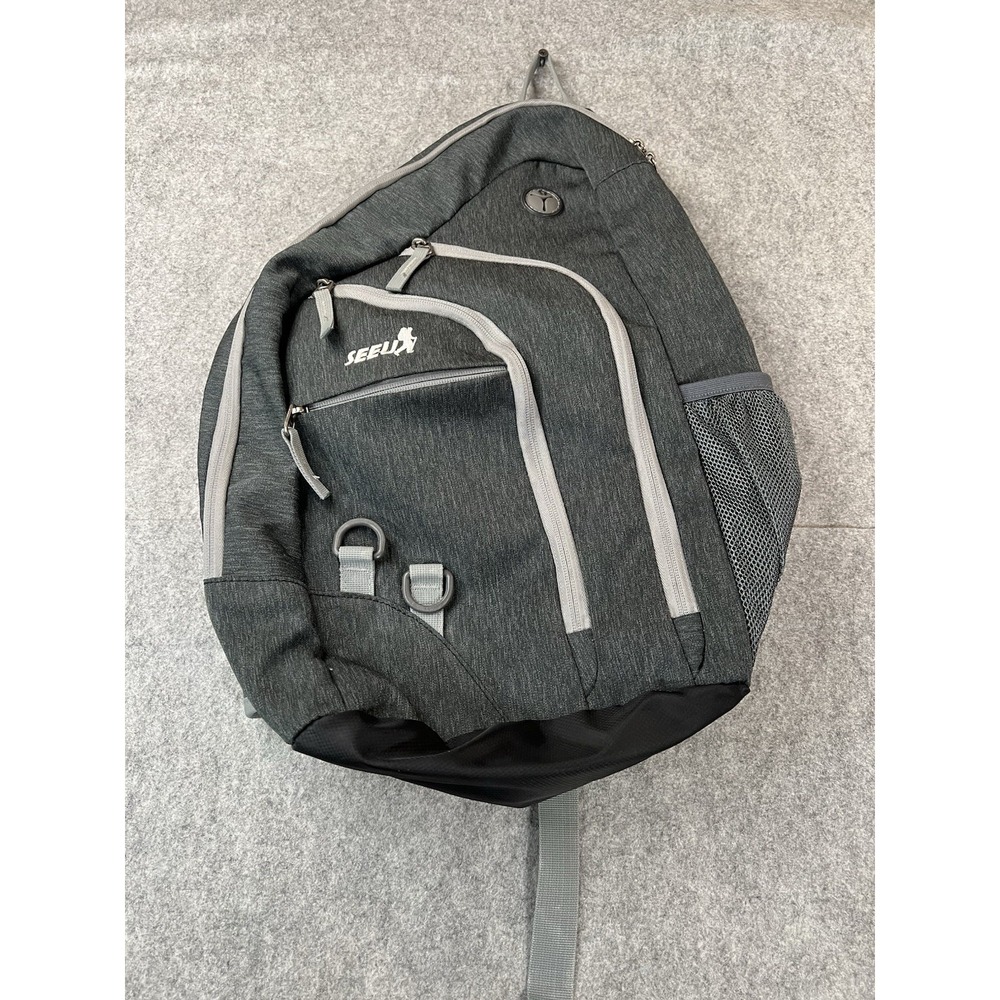 SEEU Gray Black Hiking Sling Backpack Oversized 28L Crossbody Bag Padded Straps